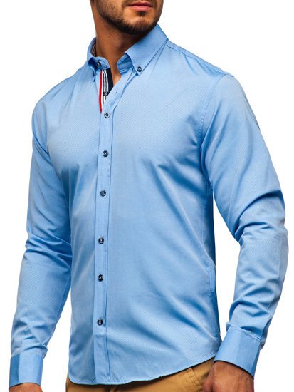 Chemise à manches longues pour homme bleue claire Bolf 8843