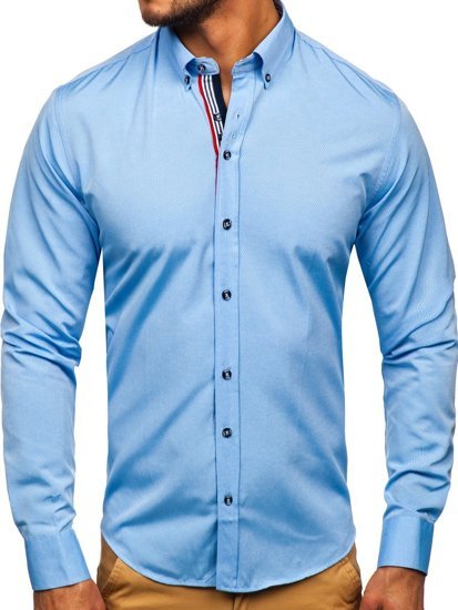 Chemise à manches longues pour homme bleue claire Bolf 8843