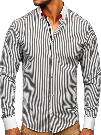 Chemise à manches longues pour homme graphite rayée Bolf 20727 