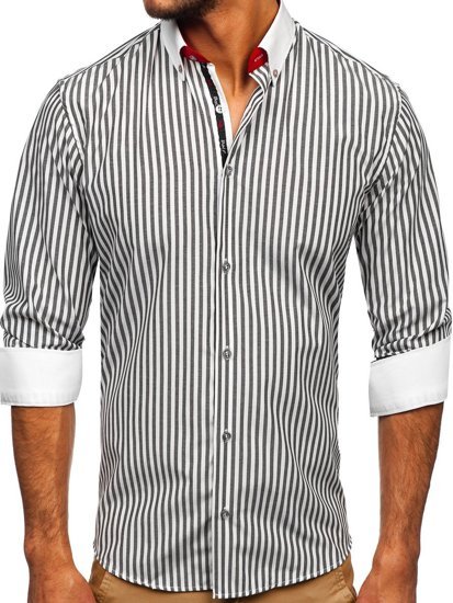 Chemise à manches longues pour homme graphite rayée Bolf 20727 