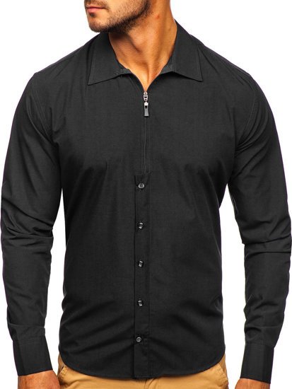 Chemise à manches longues pour homme noire Bolf 20702  