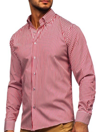 Chemise à manches longues pour homme rouge rayée Bolf 20726