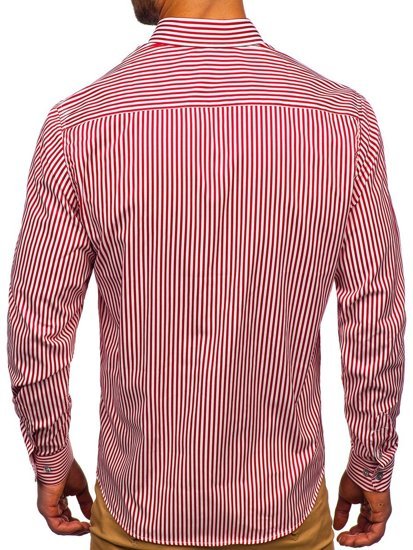 Chemise à manches longues pour homme rouge rayée Bolf 20726