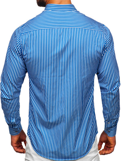 Chemise à manches longues rayée pour homme bleue Bolf 22730