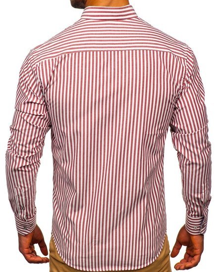 Chemise à manches longues rayée pour homme bordeaux Bolf 20704 