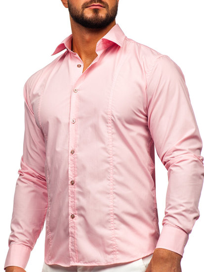 Chemise élégante à manche longue pour femme rose Bolf 6944