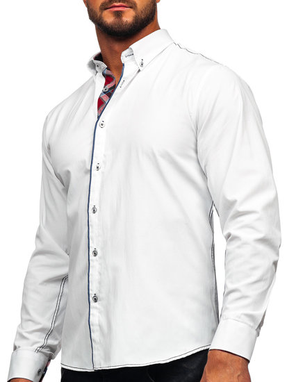 Chemise élégante à manche longue pour homme blanche Bolf 22732