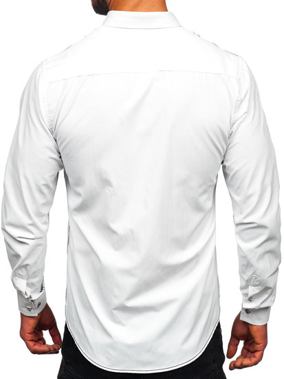 Chemise élégante à manche longue pour homme blanche Bolf 22732