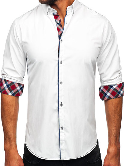 Chemise élégante à manche longue pour homme blanche Bolf 22732