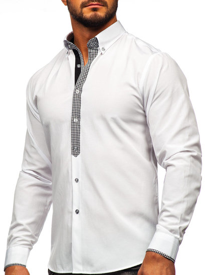 Chemise élégante à manche longue pour homme blanche Bolf 6873-1