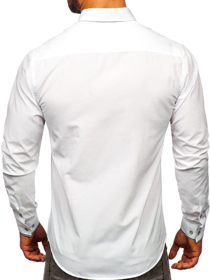 Chemise élégante à manche longue pour homme blanche Bolf 6873-1