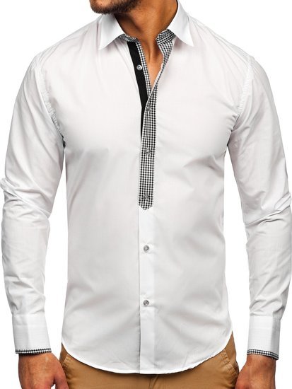 Chemise élégante à manche longue pour homme blanche Bolf 6873