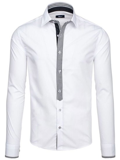 Chemise élégante à manche longue pour homme blanche Bolf 6873