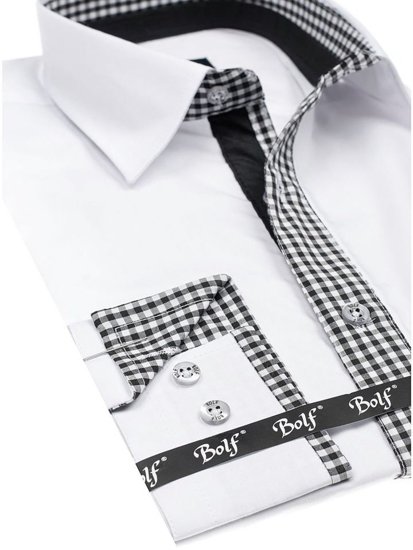 Chemise élégante à manche longue pour homme blanche Bolf 6873