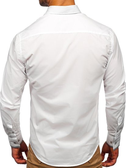 Chemise élégante à manche longue pour homme blanche Bolf 6873