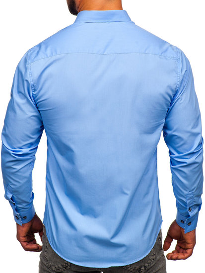 Chemise élégante à manche longue pour homme bleue Bolf 5796-1