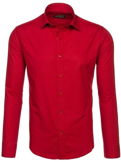 Chemise élégante à manche longue pour homme bordeaux Bolf 1703