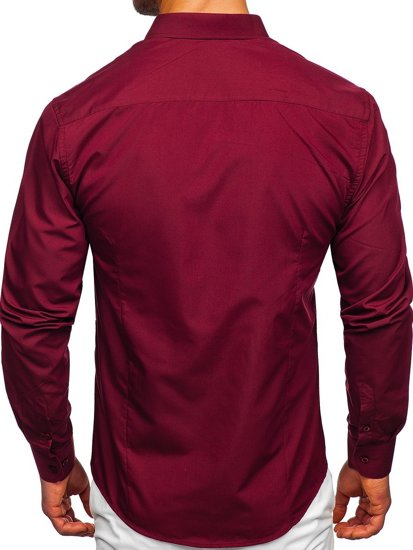 Chemise élégante à manche longue pour homme bordeaux Bolf 1703