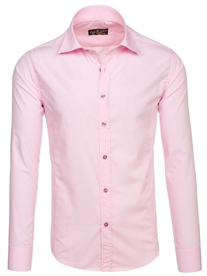 Chemise élégante à manche longue pour homme rose Bolf 1703