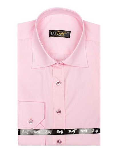 Chemise élégante à manche longue pour homme rose Bolf 1703