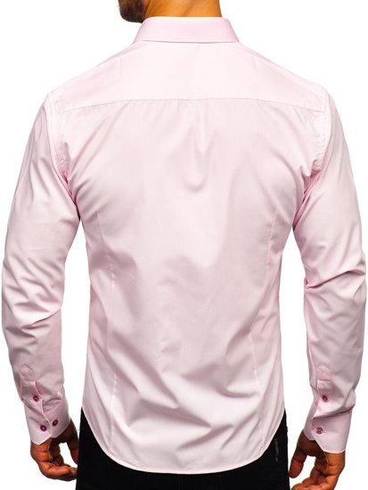 Chemise élégante à manche longue pour homme rose Bolf 1703