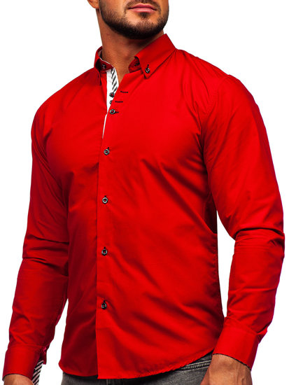 Chemise élégante à manche longue pour homme rouge Bolf 5796-1