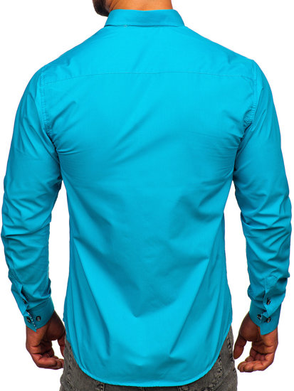 Chemise élégante à manche longue pour homme turquoise Bolf 5796-1