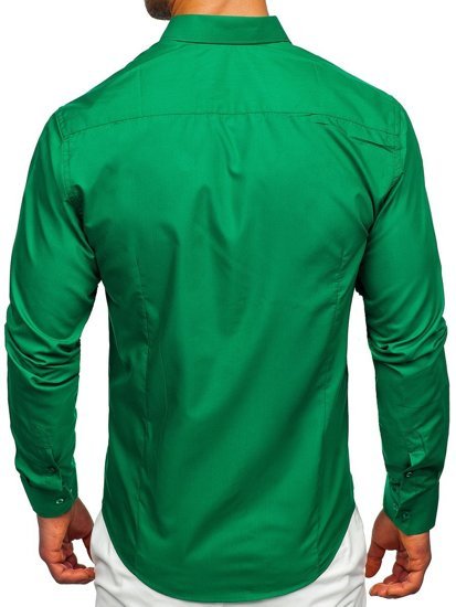 Chemise élégante à manche longue pour homme verte foncée Bolf 1703