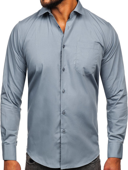 Chemise élégante à manches longues pour homme anthracite Bolf M14