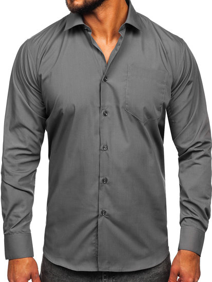 Chemise élégante à manches longues pour homme graphite Bolf M14