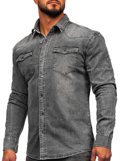 Chemise en jean à manche longue pour homme graphite Bolf MC710G