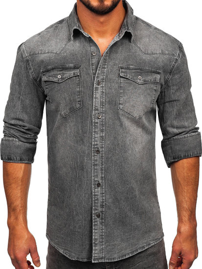 Chemise en jean à manche longue pour homme graphite Bolf MC710G