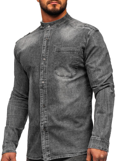 Chemise en jean à manches longues pour homme graphite Bolf MC713G