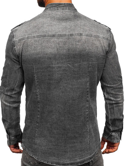 Chemise en jean à manches longues pour homme graphite Bolf MC713G