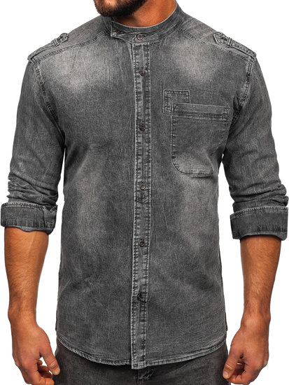 Chemise en jean à manches longues pour homme graphite Bolf MC713G