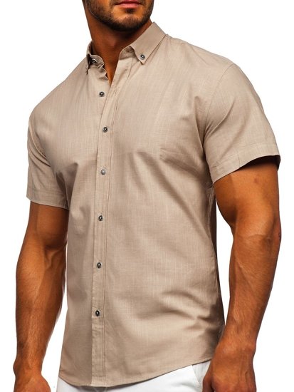 Chemise pour homme à manches courtes beige Bolf 20501    