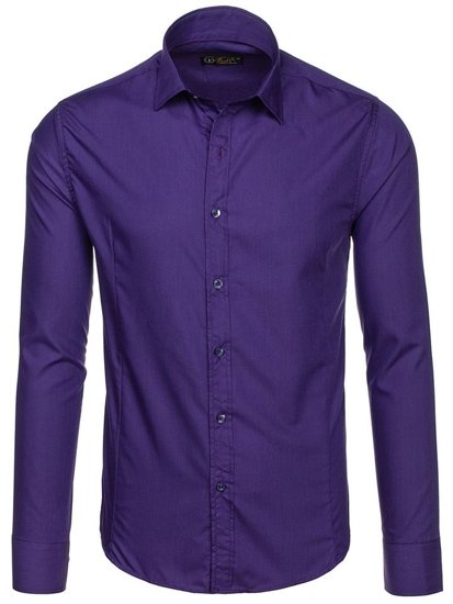 Chemise pour homme élégante à manches longues violette Bolf 1703