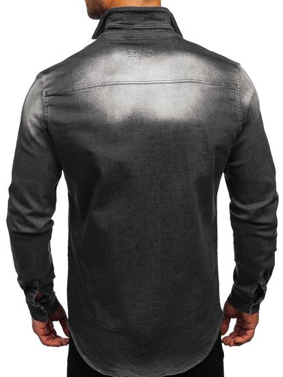 Chemise pour homme graphite en jean à manches longues Bolf R710 