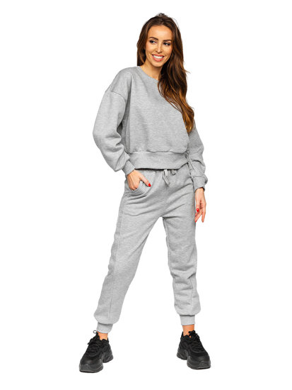 Ensemble de survêtement deux pièces oversize pour femme gris Bolf 8C71