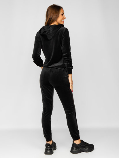 Ensemble de survêtement en velours deux pièces pour femme noir Bolf 829