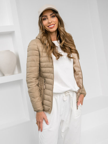 Femme Blouson de transition à capuche Beige Bolf B0123