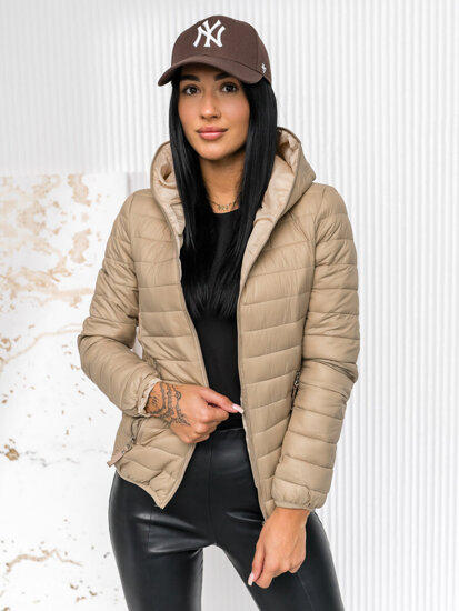 Femme Blouson de transition à capuche Beige Bolf B0123