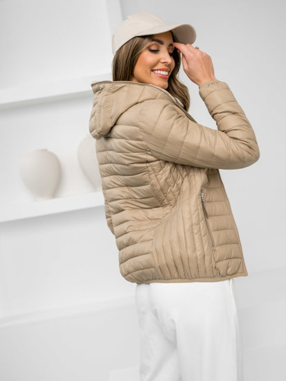 Femme Blouson de transition à capuche Beige Bolf B0123