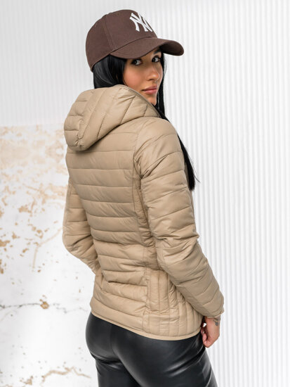 Femme Blouson de transition à capuche Beige Bolf B0123