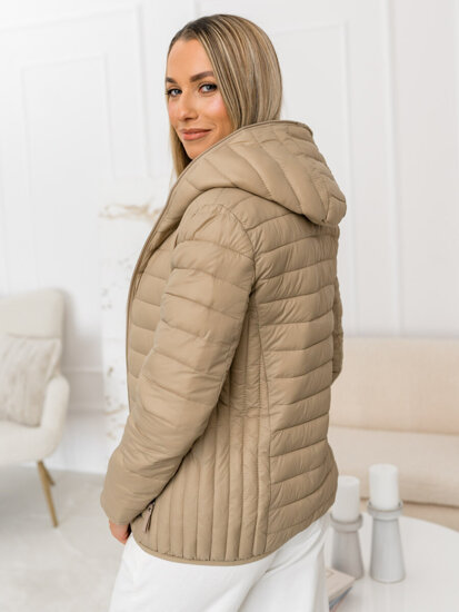 Femme Blouson de transition matelassé à capuche Beige Bolf B0123B