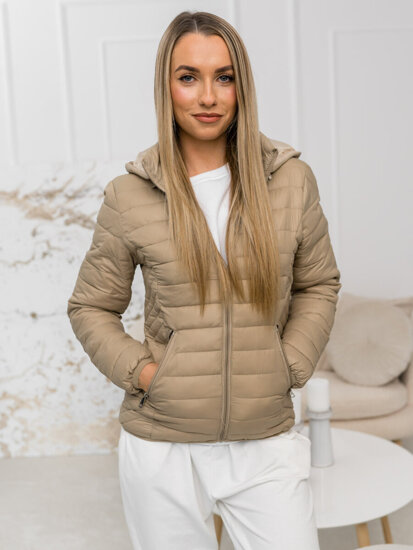 Femme Blouson de transition matelassé à capuche Beige Bolf B0124A