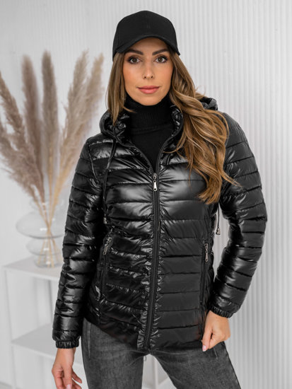 Femme Blouson de transition matelassé à capuche Noir Bolf 16M9105