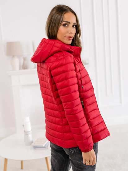 Femme Blouson de transition matelassé à capuche Rouge Bolf 16M9101