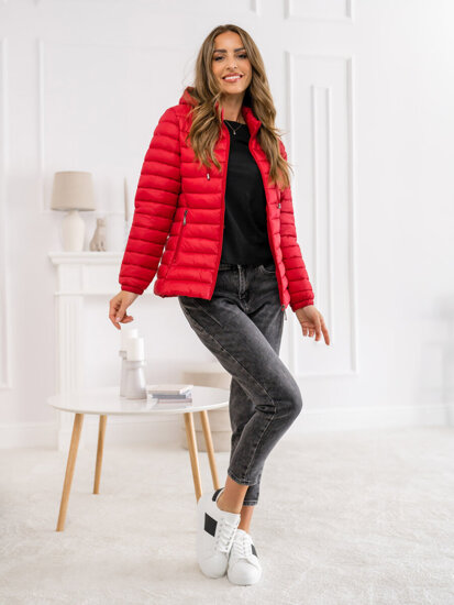 Femme Blouson de transition matelassé à capuche Rouge Bolf 16M9101