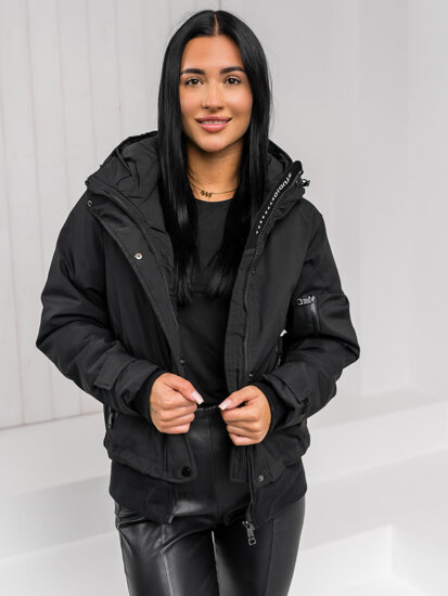 Femme Blouson d'hiver à capuche Noir Bolf 16M9215